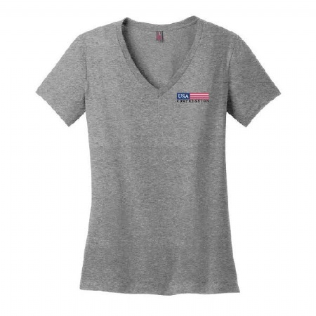 Ladies V-Neck T-Shirt - Heather Nickel