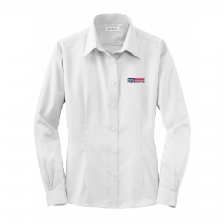 Ladies Non-Iron Pinpoint Oxford - White